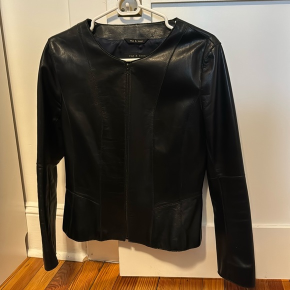 Rag & Bone cropped leather jacket size 6 - Picture 1 of 4